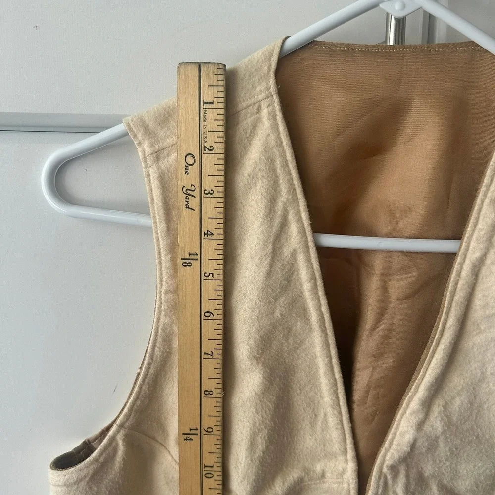 Vintage Reversible Cropped Vest Cream Textured Wool Camel Faux Suede Waistcoat